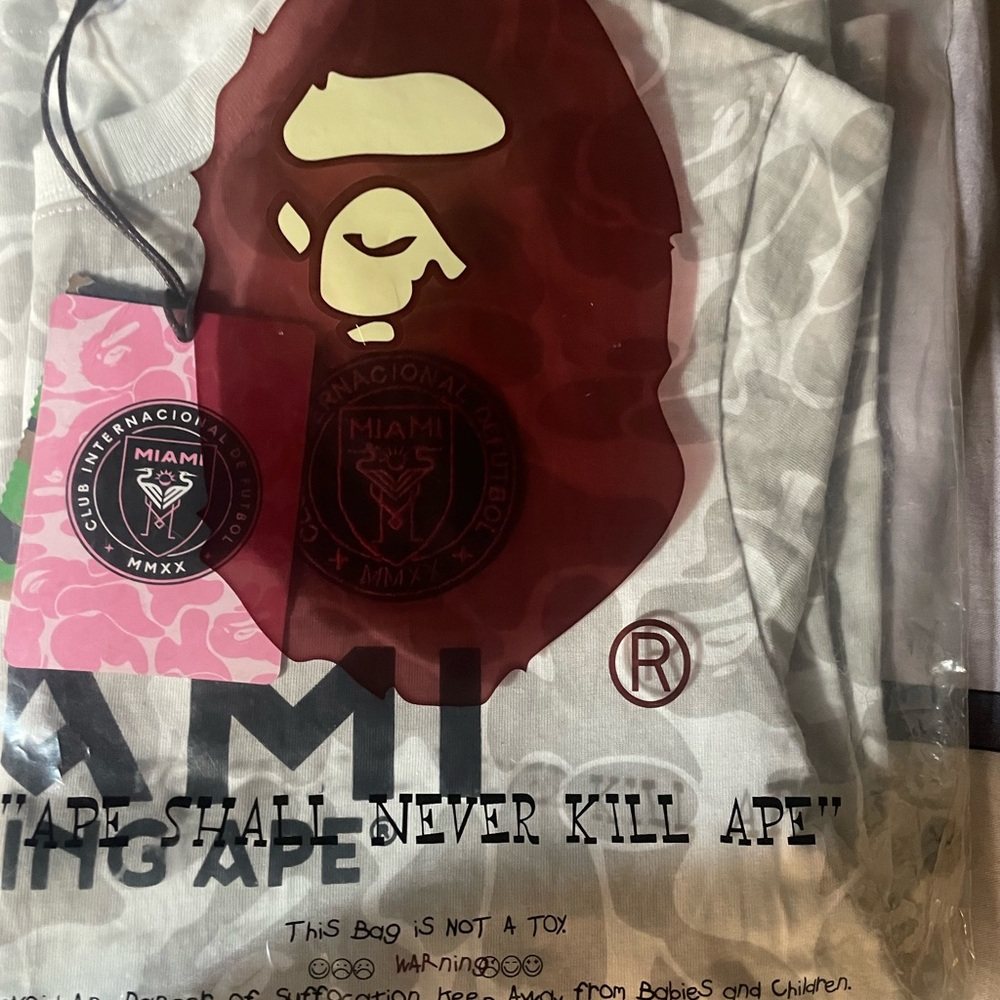 A Bathing Ape White and Red Graphic Tee